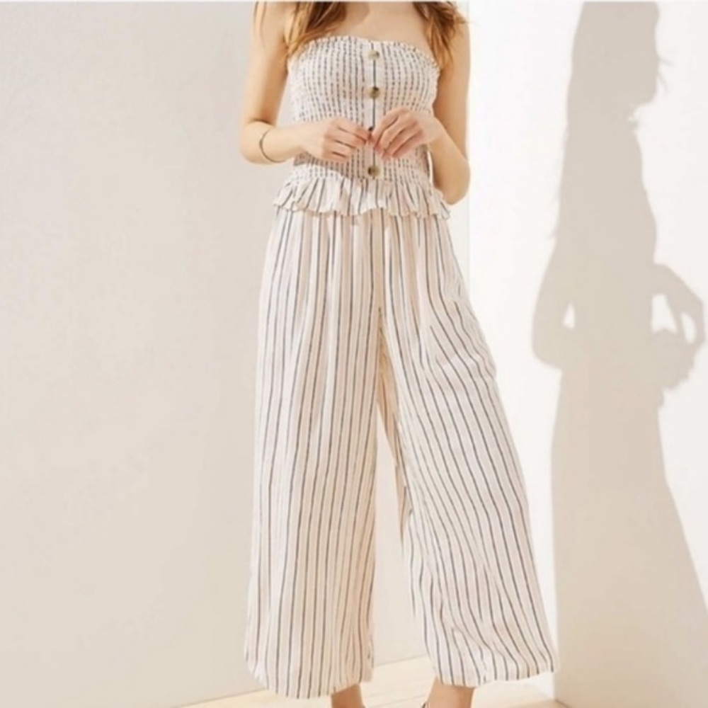 NWT Loft Beach strapless jumpsuit   Medium   Smocked. Wide leg